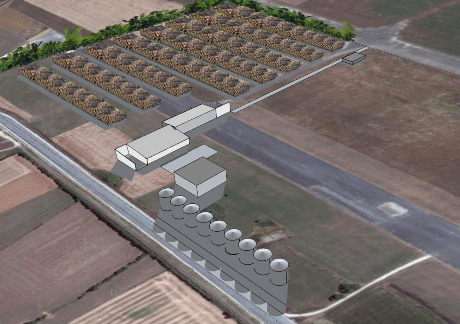 Plan 3D de représentation de l'usine Damblain BioPellets
