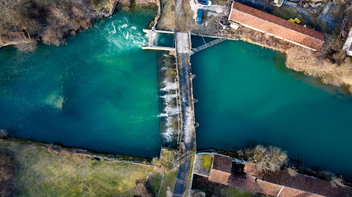 Vue aérienne du Moulin de la Forge basse de Clairvaux