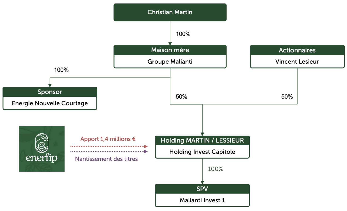 Organigram and intervention of Enerfip