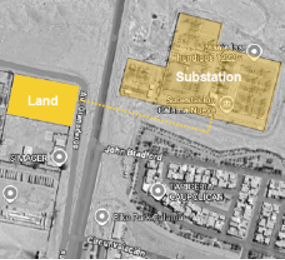 View of the site and electrical substation